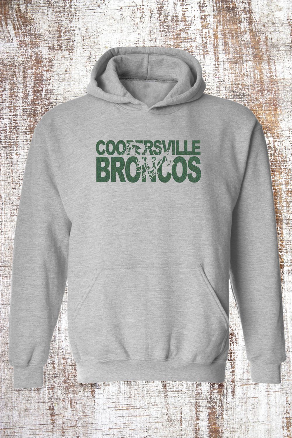 Green GLITTER Broncos Cut Out Sweatshirt - hooded and crew, Color: Sport Grey, Sweatshirt Style: Hooded