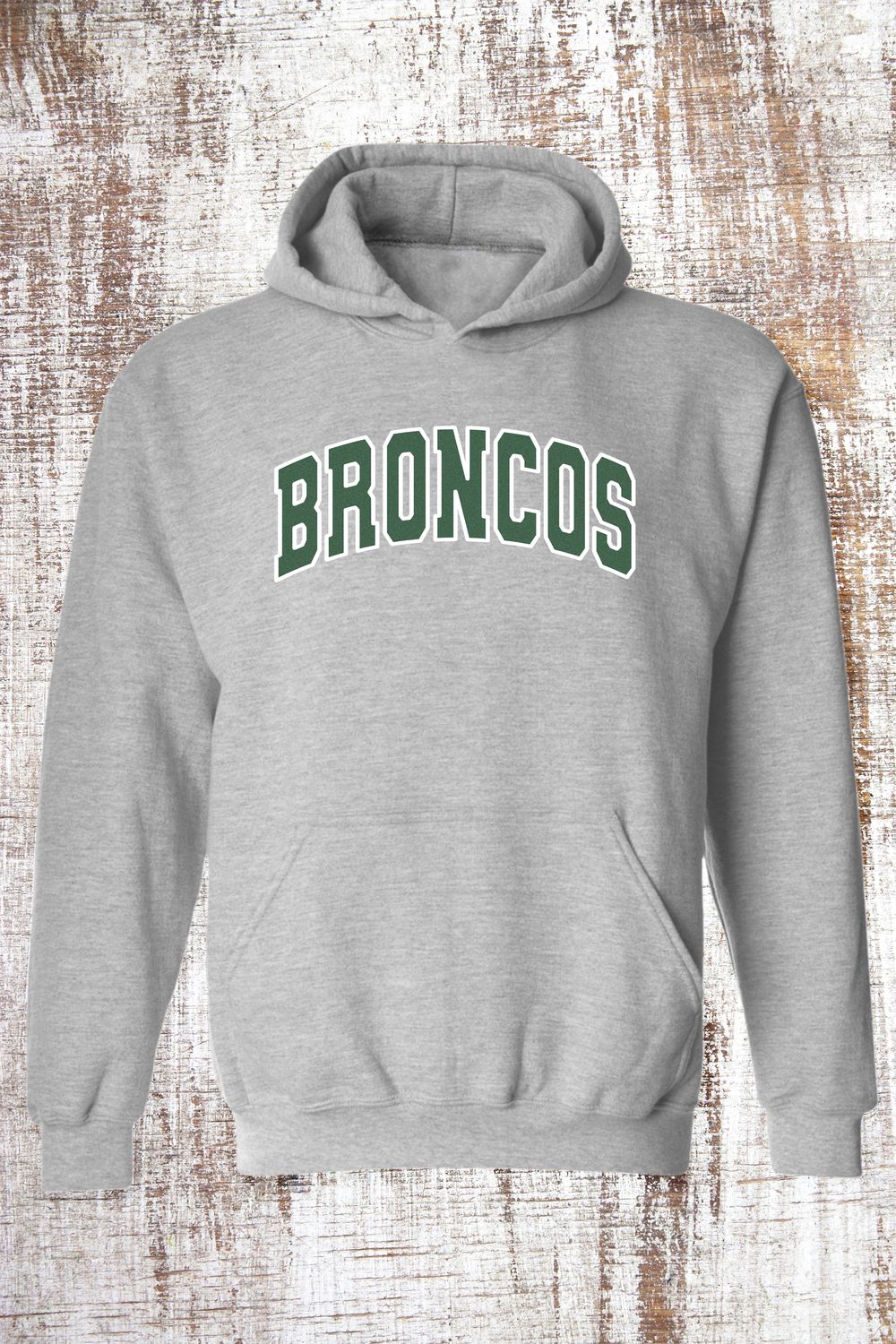GLITTER Traditional Broncos Sweatshirt - hooded and crew, Color: Sport Grey, Sweatshirt Style: Hooded