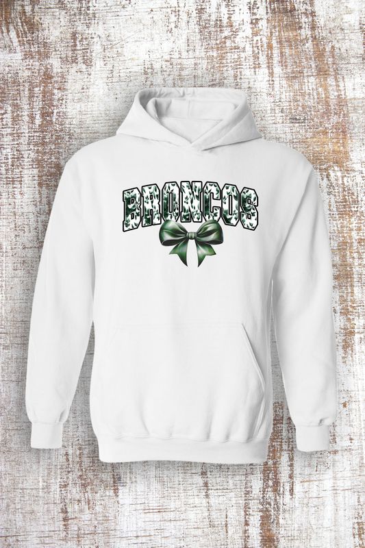 Floral Broncos with Bow Sweatshirt - hooded and crew