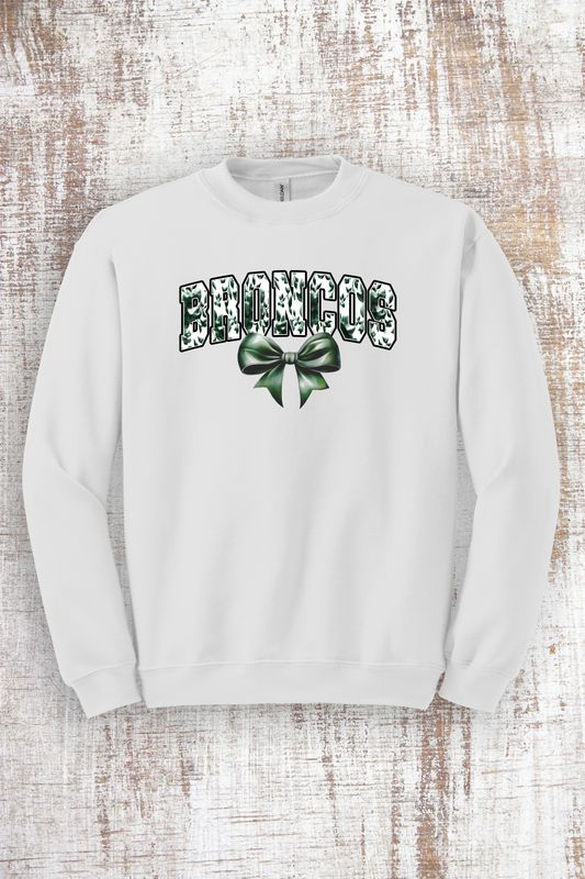 Floral Broncos with Bow Sweatshirt - hooded and crew