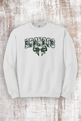 Floral Broncos with Bow Sweatshirt - hooded and crew
