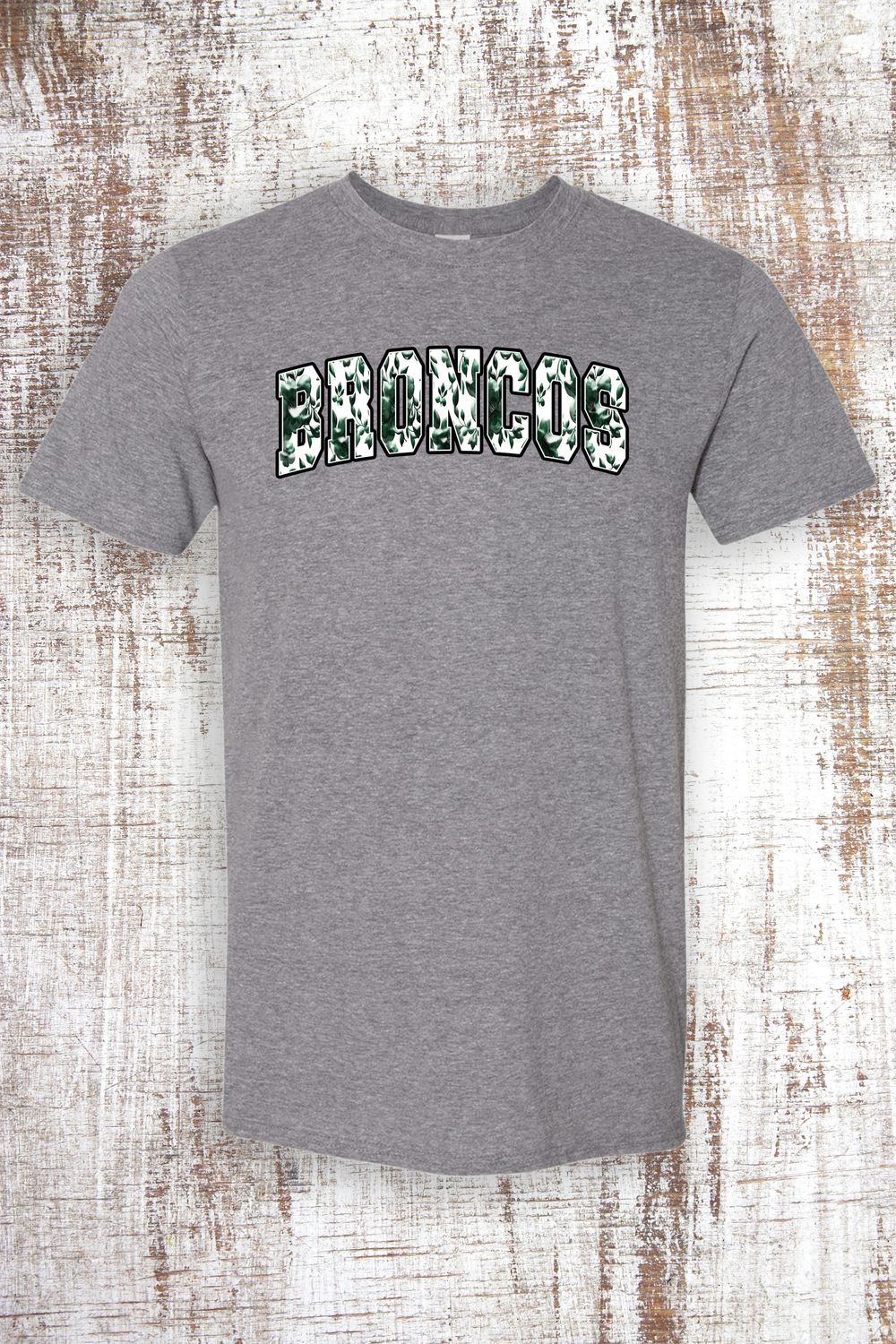 Floral Broncos Short Sleeve T-Shirt, Color: Graphite Heather