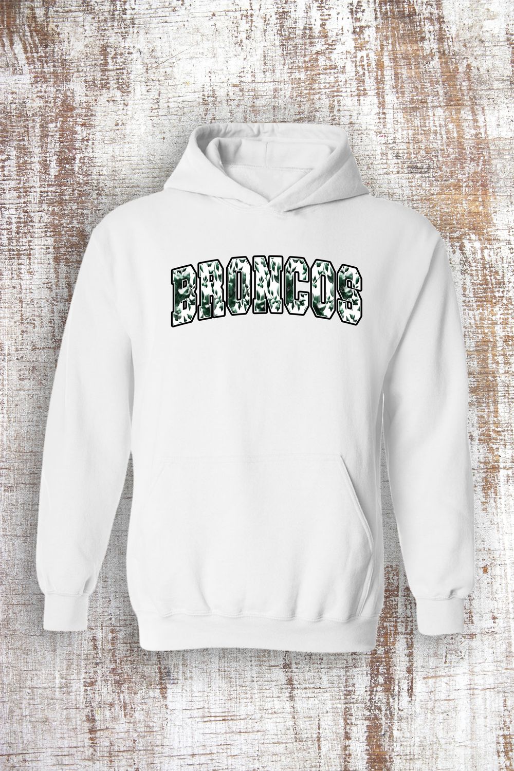 Floral Broncos Sweatshirt - hooded and crew, Color: White, Sweatshirt Style: Hooded