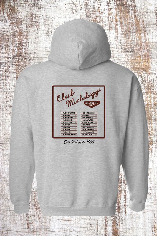 YOUTH - 2 sided (front and back) Vintage Club Michihiggi Members Only Hoodie