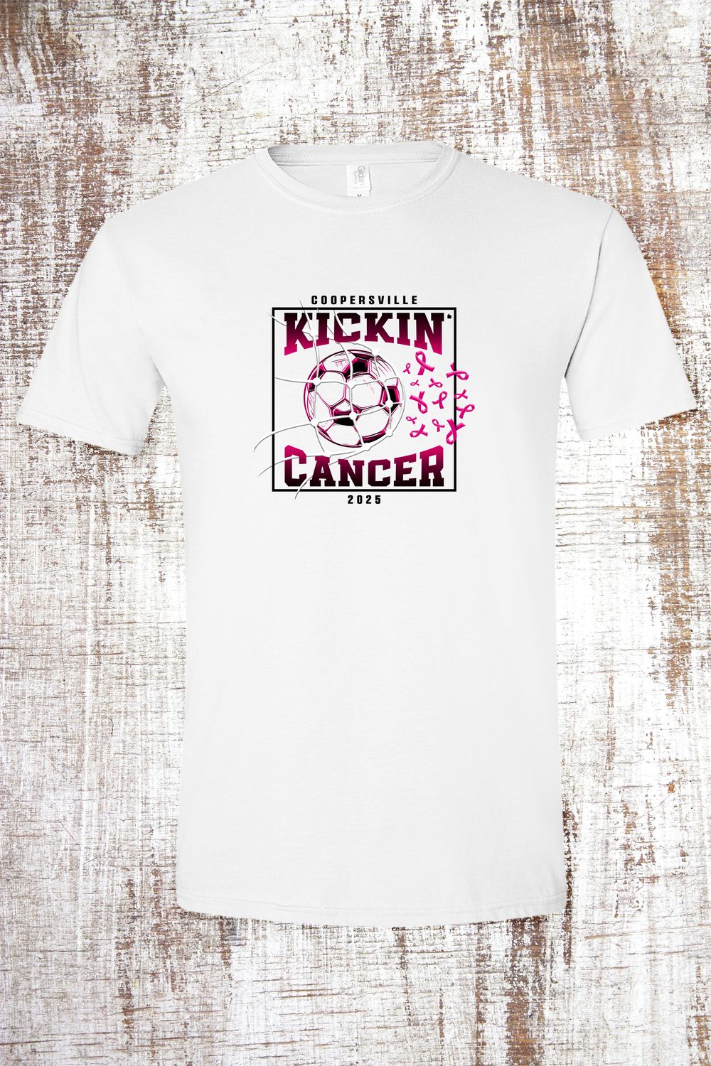 2025 Kickin&#39; Cancer Soccer Fundraiser - Short Sleeve T-Shirt, Color: White