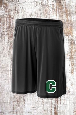 Black unisex/boys shorts - Varsity C and Bronco