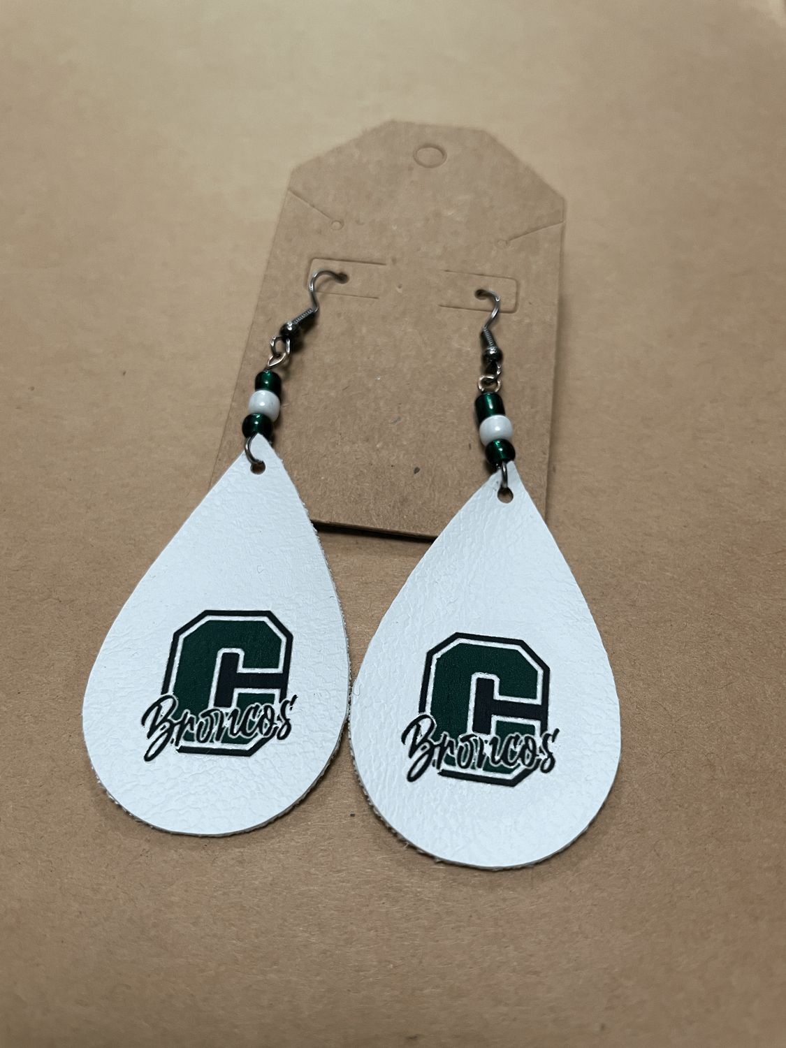 Beaded C Broncos Earrings
