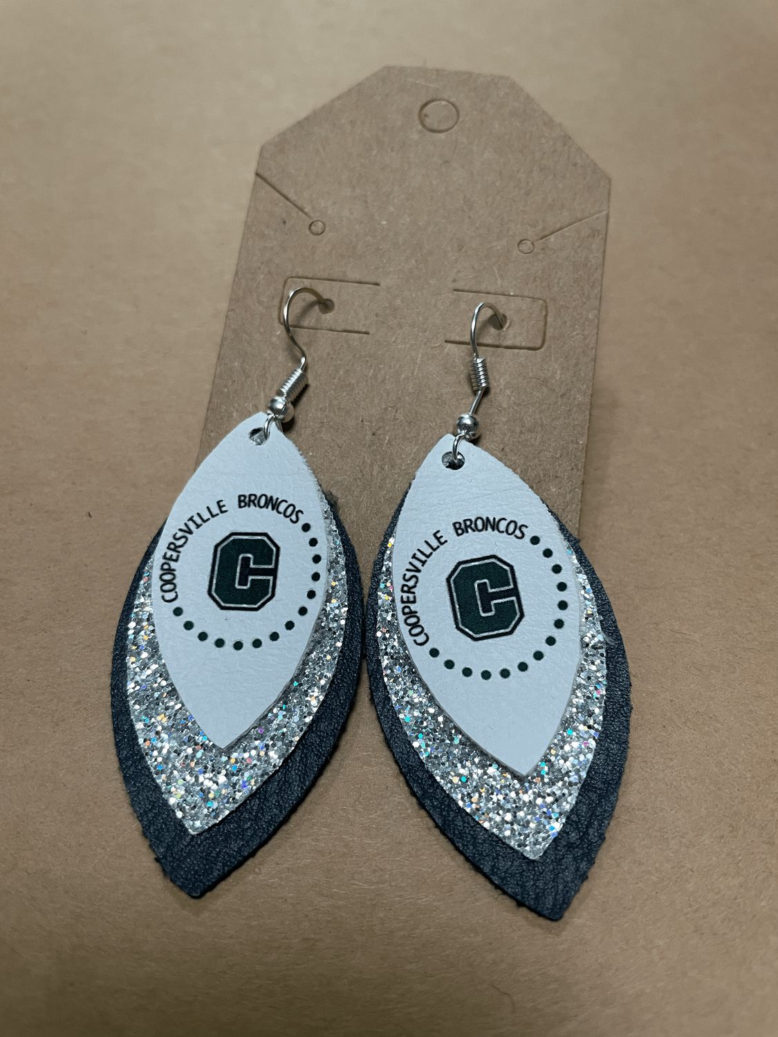3 layer Circle Dot Broncos Earrings