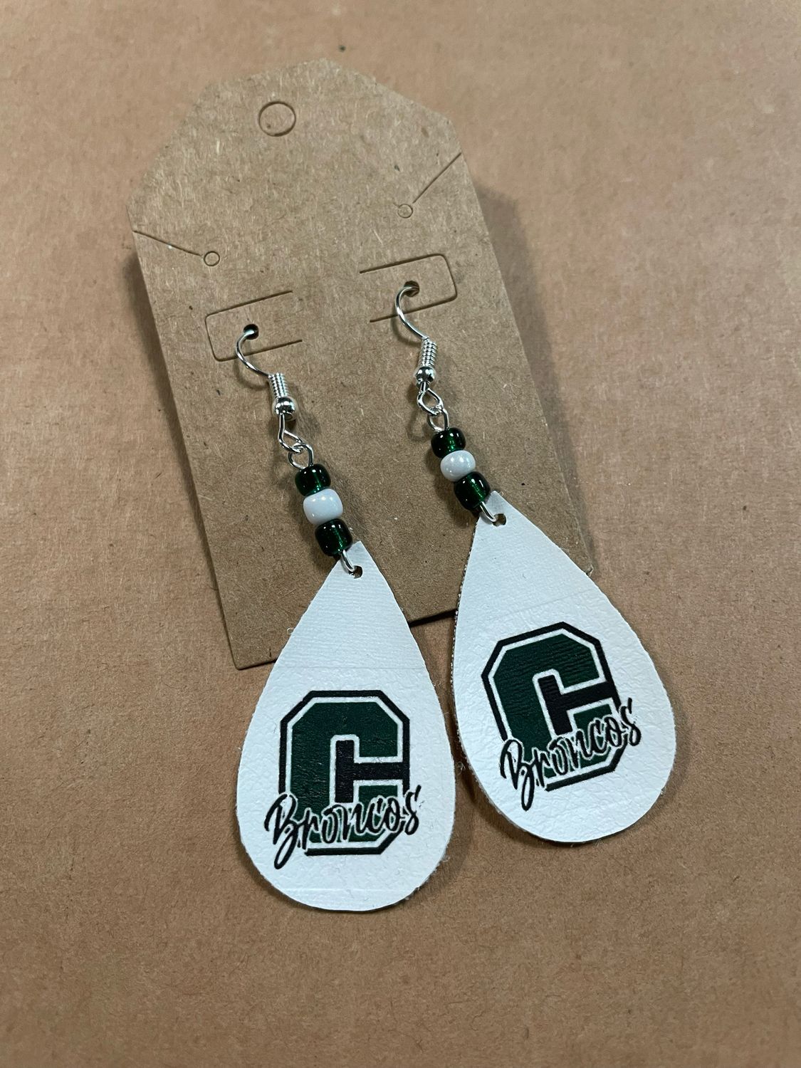 Beaded C Broncos Earrings