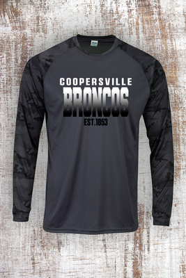 White to Black Gradient long sleeve camo performance tee