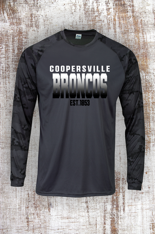 White to Black Gradient long sleeve camo performance tee