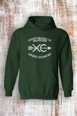 Distressed Broncos Cross Country Sweatshirt - hooded and crew