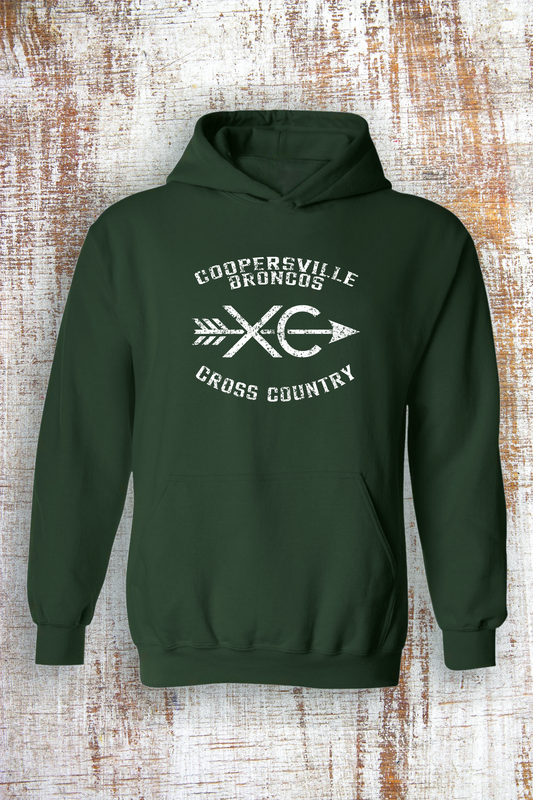 Distressed Broncos Cross Country Sweatshirt - hooded and crew