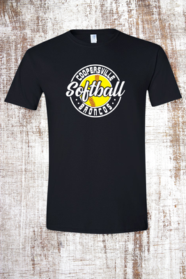 Yellow Embossed Broncos Softball Short Sleeve T-Shirt