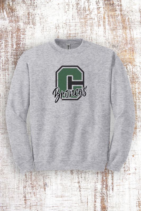 Youth - GLITTER Knock Out Broncos Sweatshirt - hooded and crew