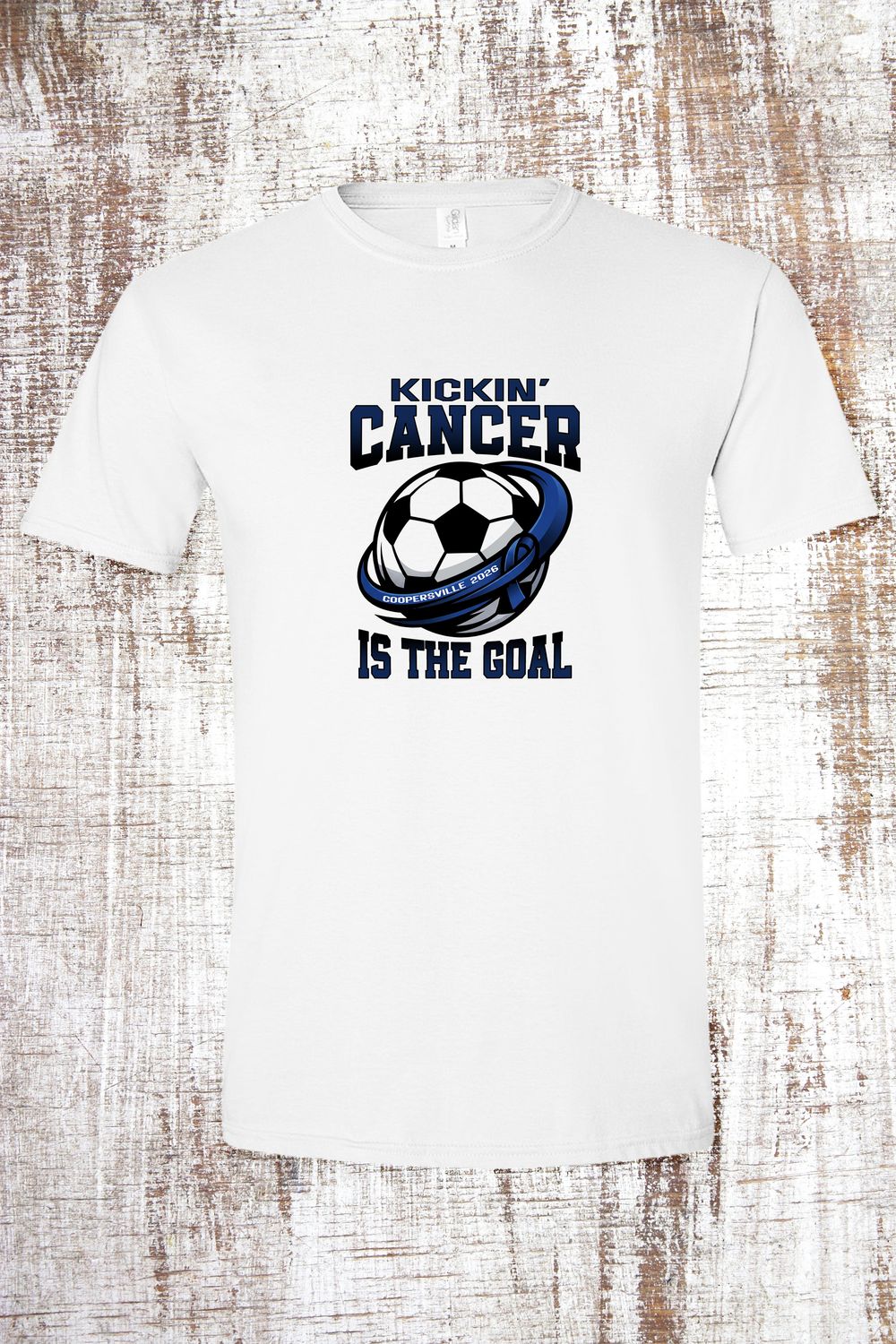 2026 Kickin' Cancer Soccer Fundraiser - Short Sleeve T-Shirt, Color: White
