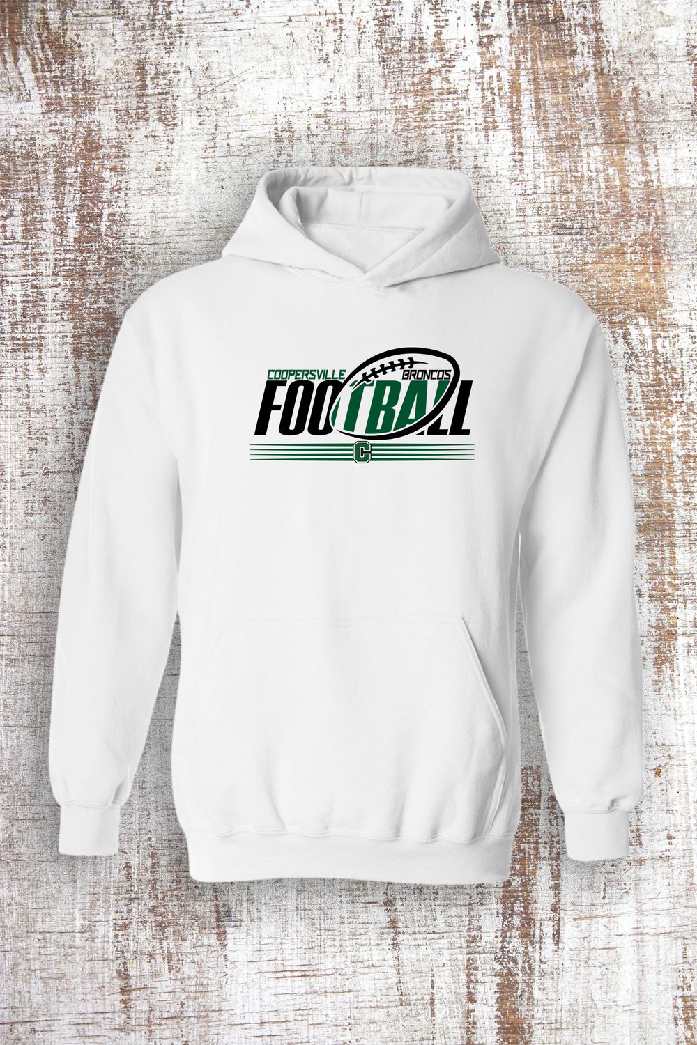 Broncos 2-tone Football Sweatshirt - hooded and crew, Color: White, Sweatshirt Style: Hooded