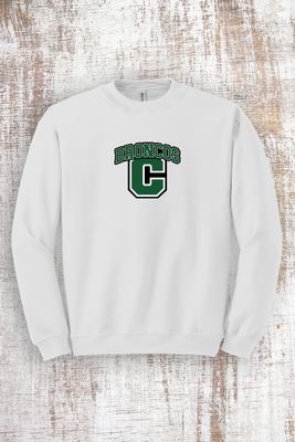 Varsity Arch Broncos Sweatshirt - hooded and crew