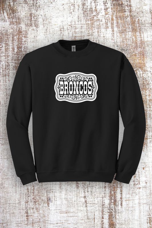 Floral Buckle Broncos Sweatshirt - hooded and crew