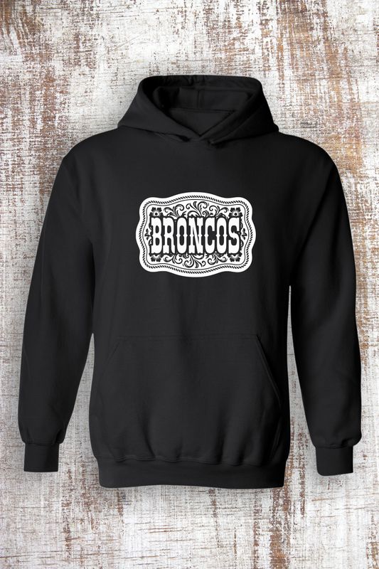 Floral Buckle Broncos Sweatshirt - hooded and crew