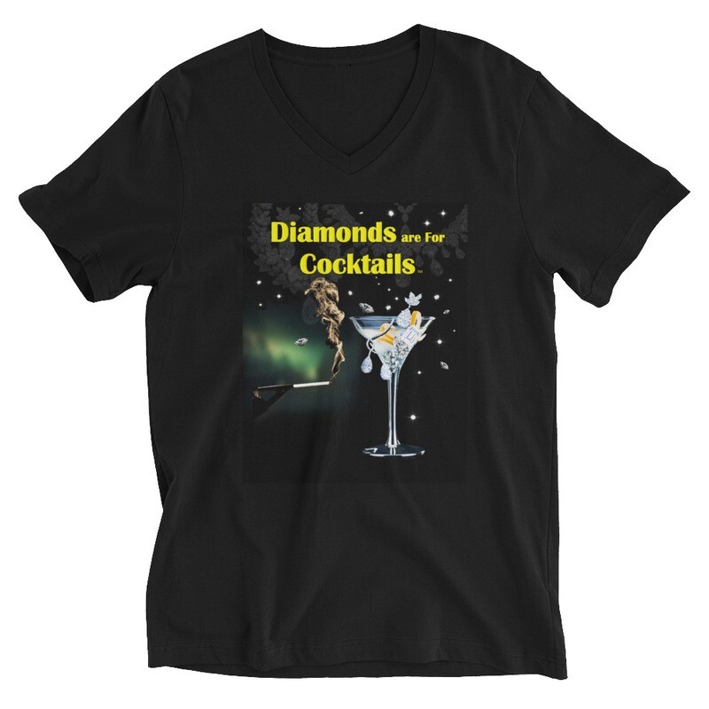Diamonds are For Cocktails Hip & Cool Unisex Short Sleeve V-Neck T-Shirt