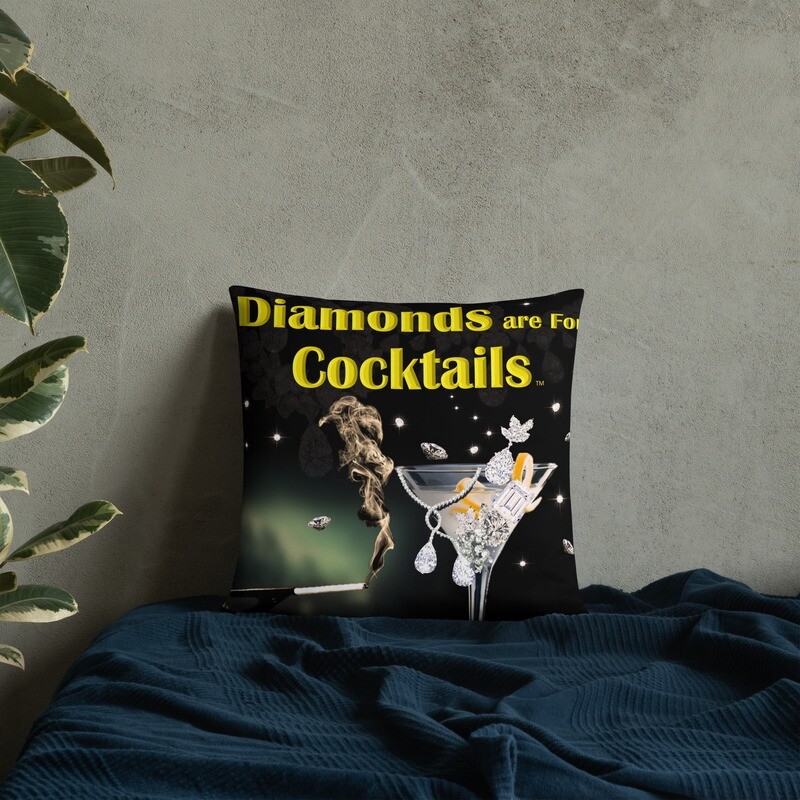 Diamonds are For Cocktails Hip & Cool All-Over Print 18" x 18" Basic Throw Pillow