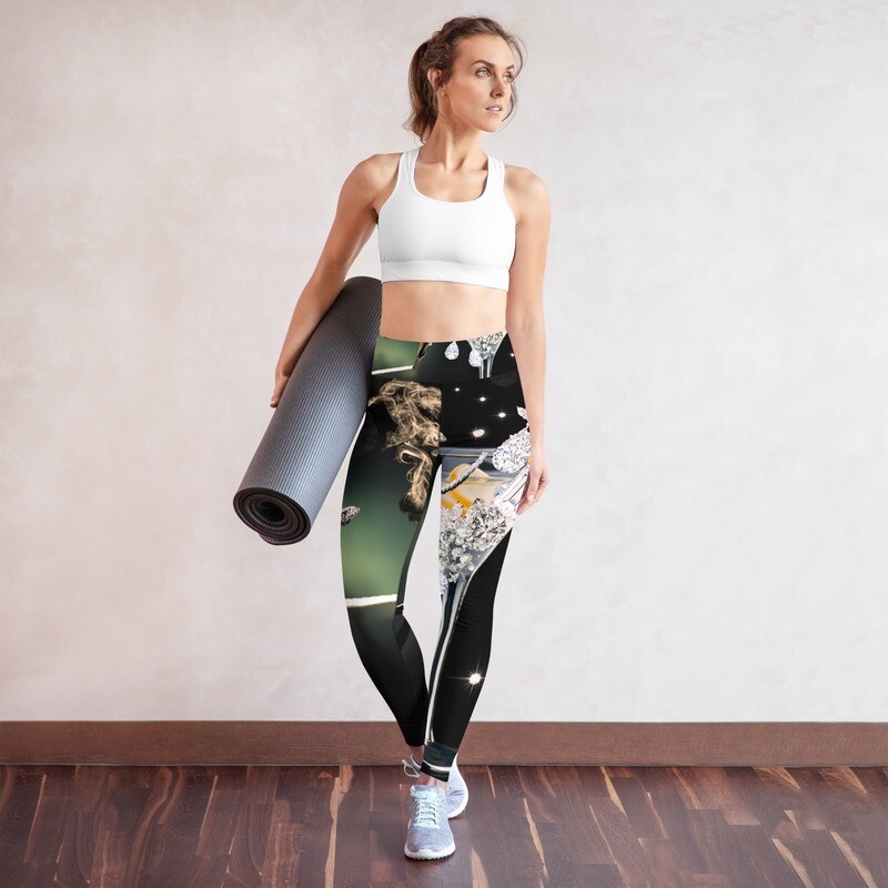 Diamonds are For Cocktails Hip & Cool All-Over Print Yoga Leggings