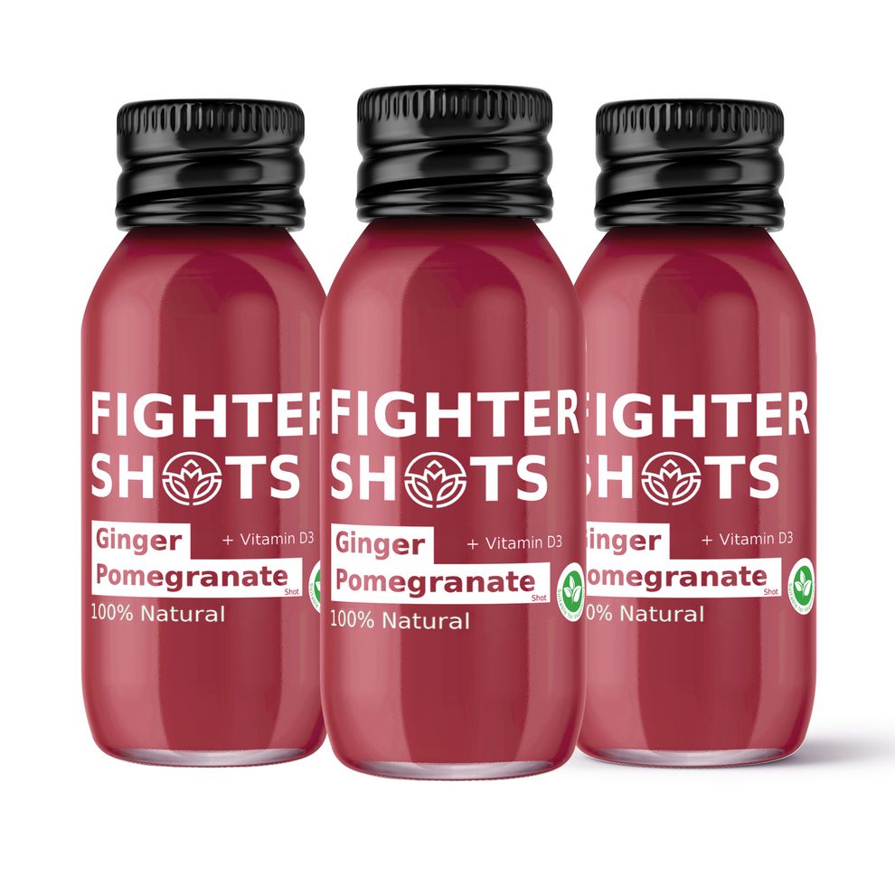 Fighter Shots Ginger + Pomegranate Shot + Vitamin D 60ml (Immunity Booster)