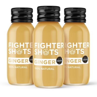 Fighter Shots Organic Ginger Shot - 27g organic cold pressed ginger in every bottle | 60ml |(Immunity Booster)