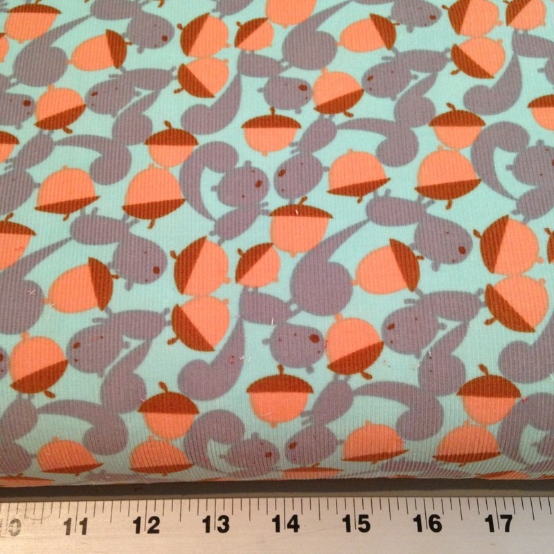 Squirrel &amp; Nuts, sea (corduroy)