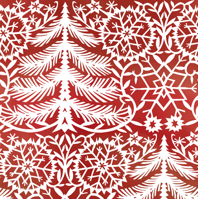 Paper Cut Trees, red