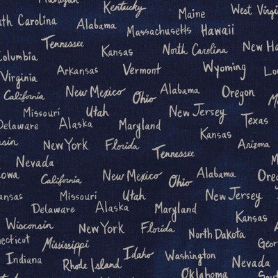 All the States (lin/cot canvas), navy