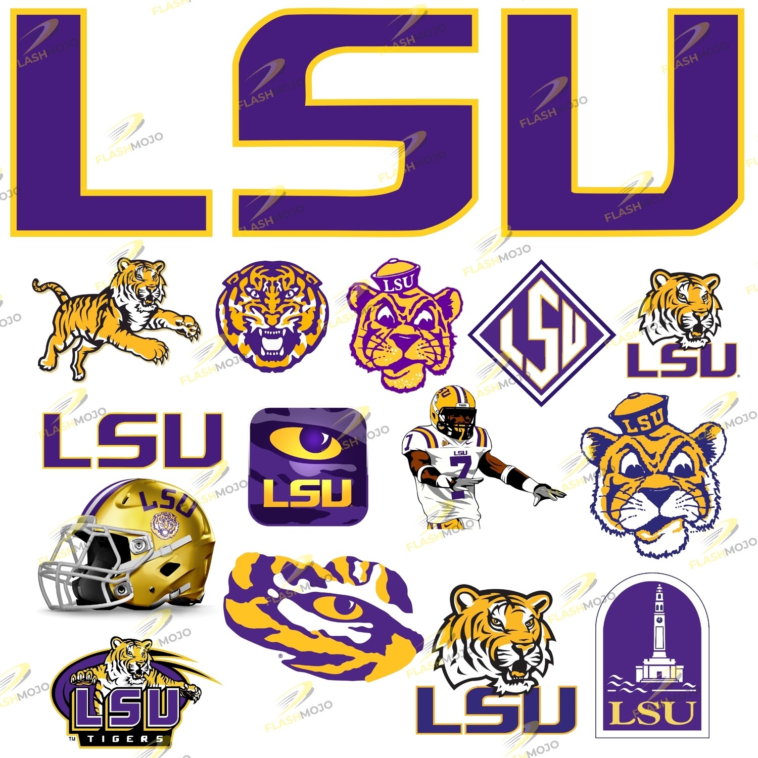 LSU Louisiana State University Football SVG Cutting Files for Cricut - Instant Digital Download