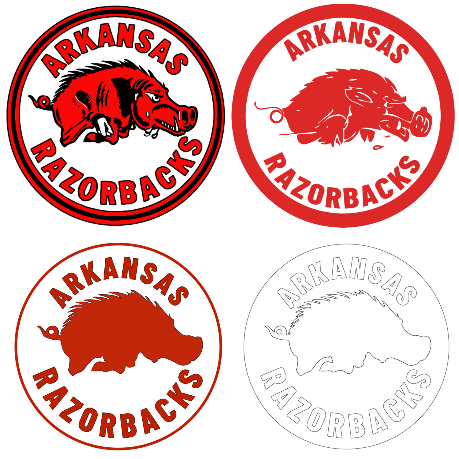 High Resolution Cutting Vector | Arkansas Razorback Classic Circle Logo | SVG and DXF for Cricut or laser | Instant Digital Download
