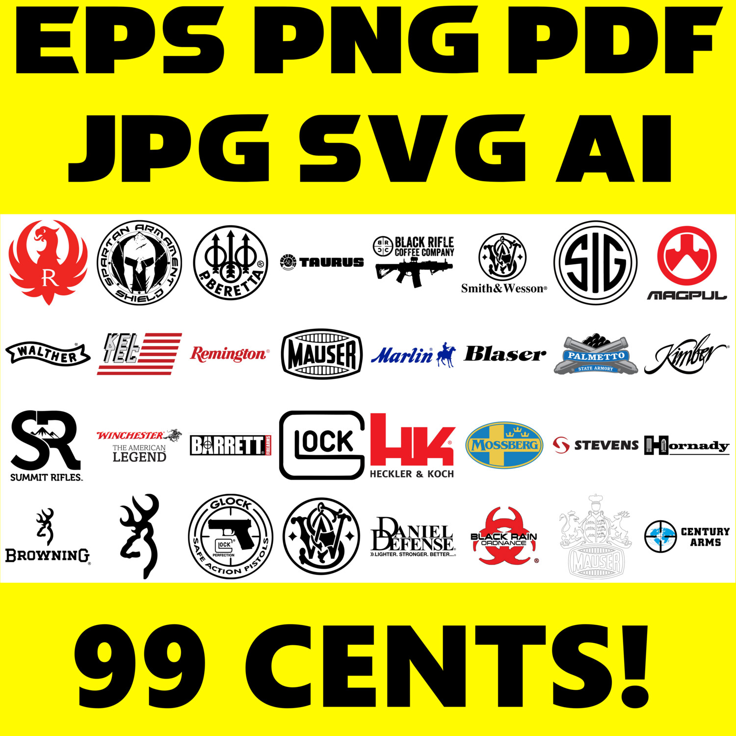 Firearm Icons and logos Vector &amp; SVG PNG DXF AI EPS JPG  PDF  cutting files for cricut, Instant Digital Download
