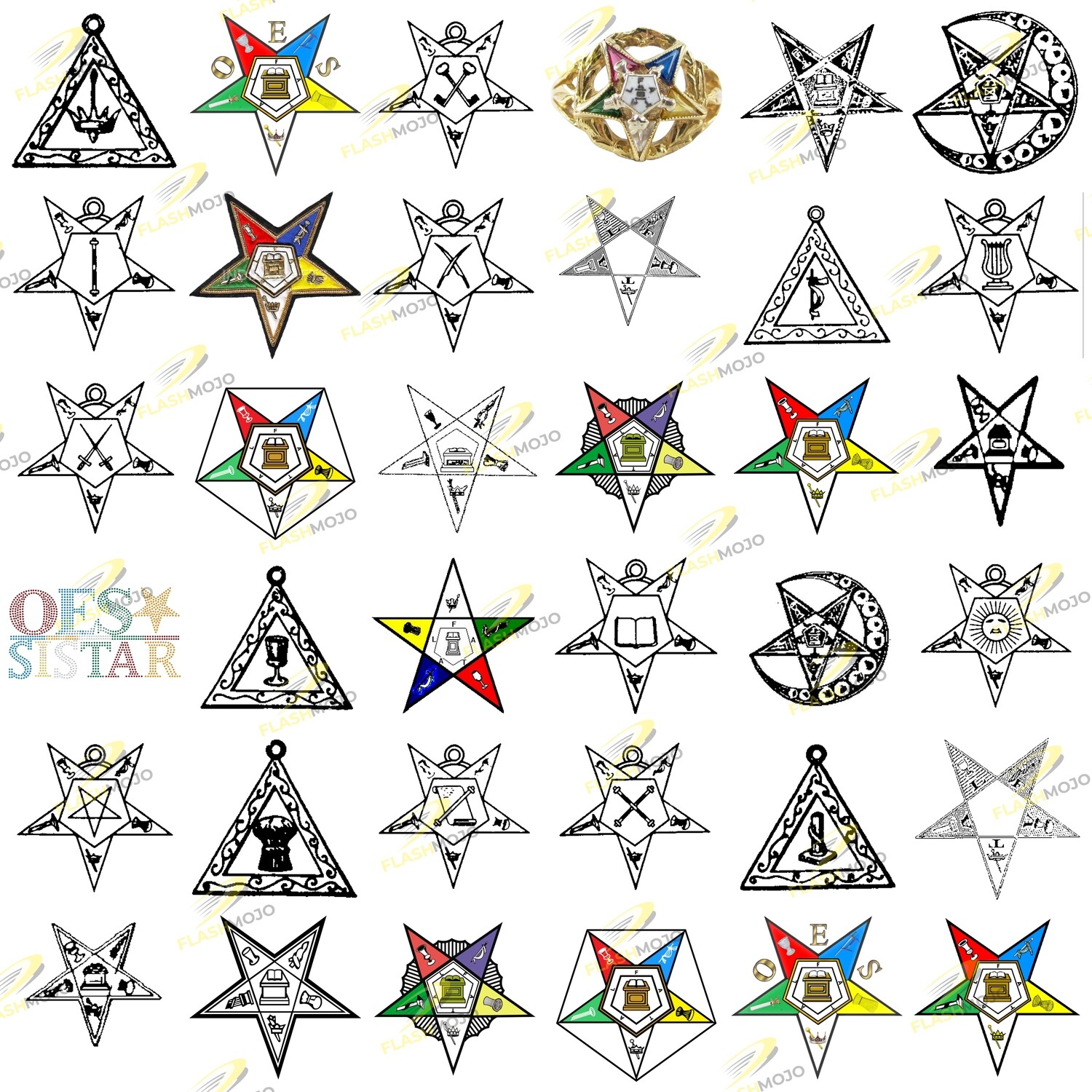 Eastern Star Masons Masonic SVG Cutting Files for Cricut - High Resolution Instant Download