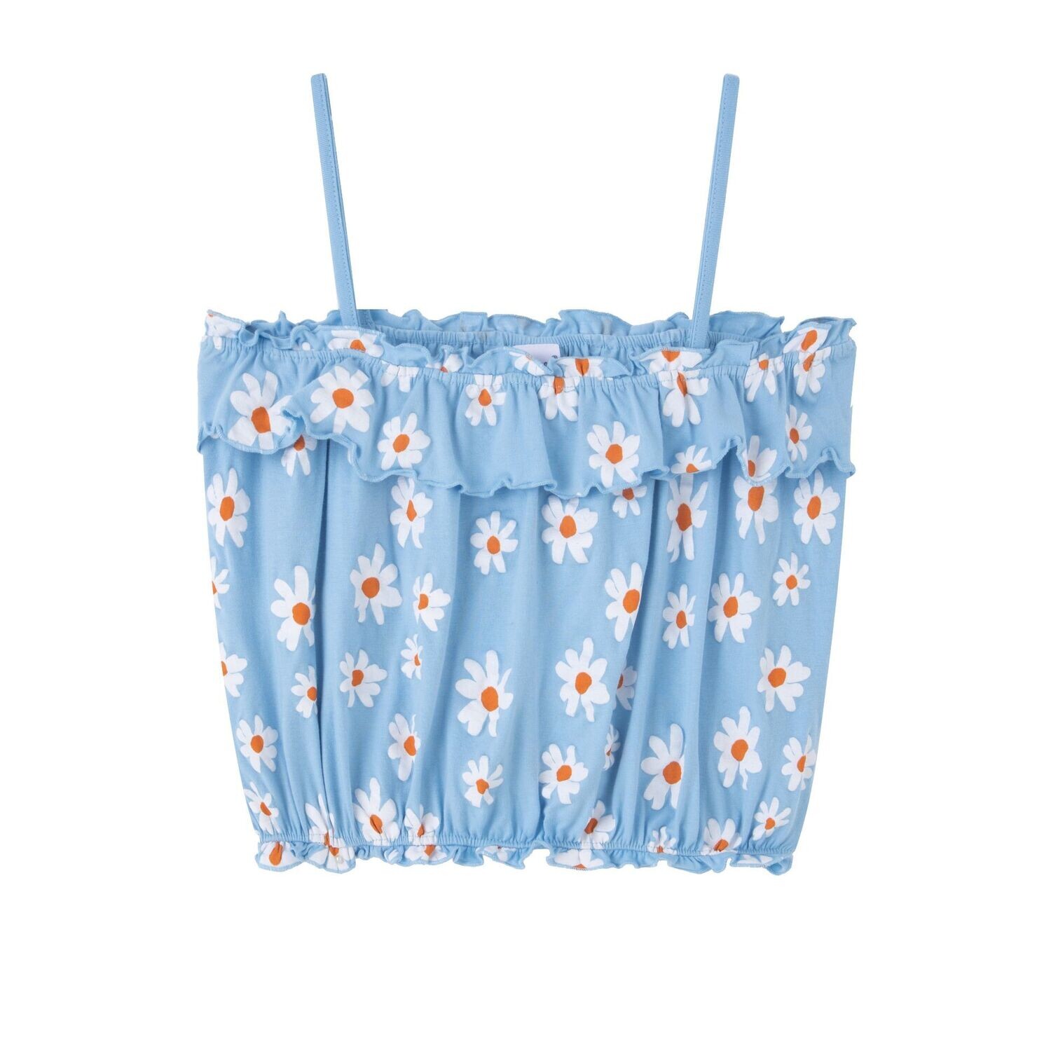 Crop top blauw met bloempjes