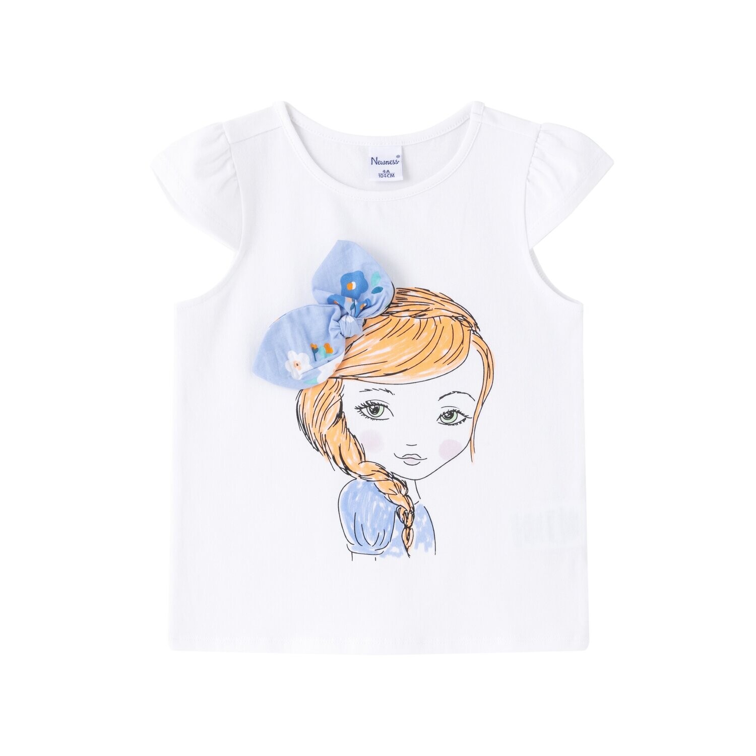 T-shirt wit met meisje en strik