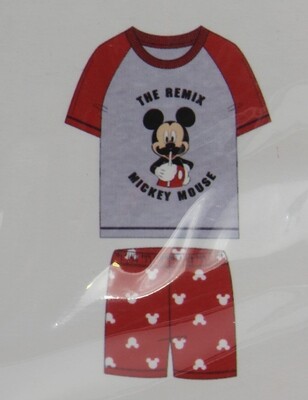 Mickey mouse zomer pyjama grijs/rood snor