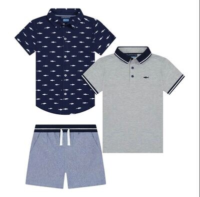3-delig zomer set Blauw/grijs
