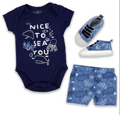 3-Delig set met korte broek en schoentje ZEE