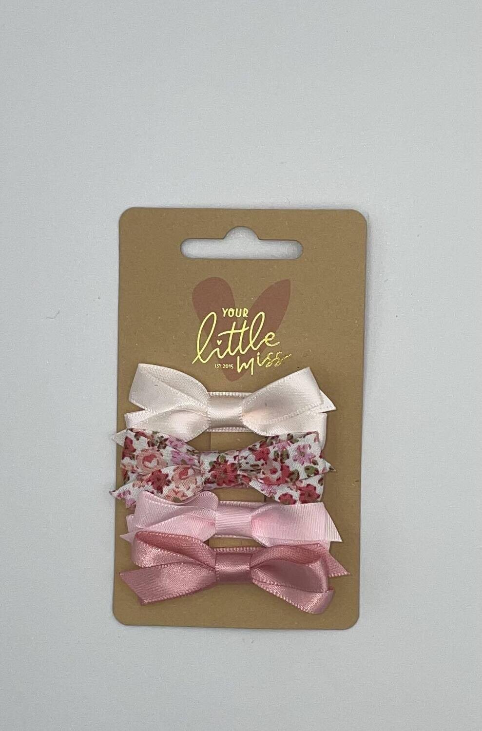 Haarspeldjes met strik - soft pink flower ( 5 cm - 2 jaar of ouder)