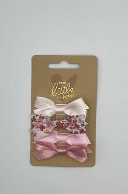 Haarspeldjes met strik - soft pink flower ( 5 cm - 2 jaar of ouder)