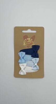 Haarspeldjes  stof met strik - Blauw