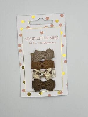 Set 4 Kleine strikjes / speld / Bruin