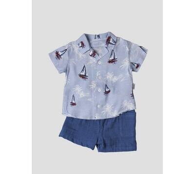 Blauwe outfit Boot