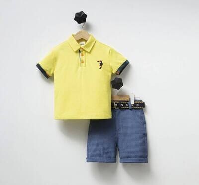 Outfit Vogel polo - Broek / geel