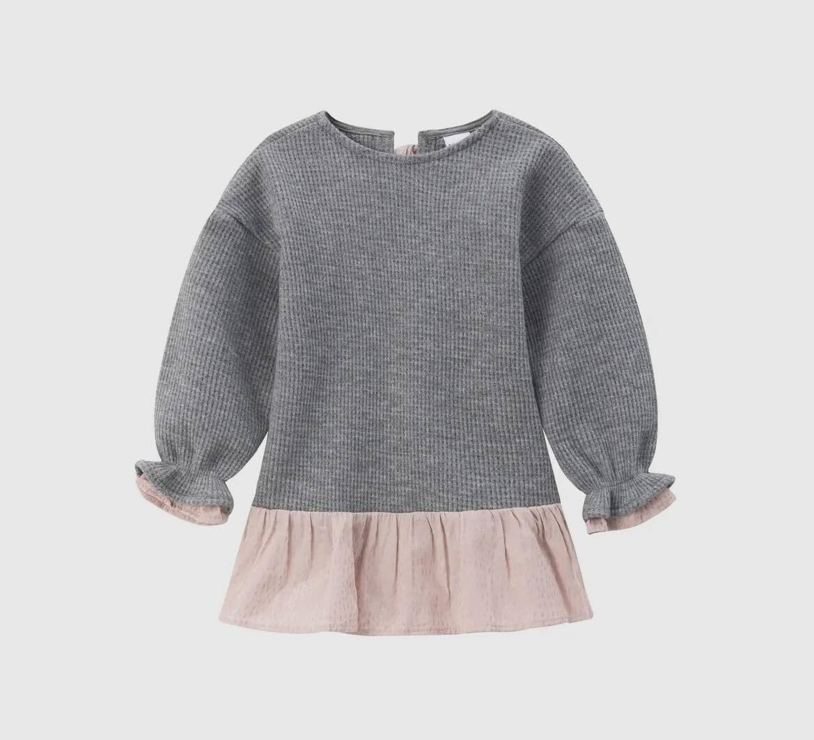 Meisjesjurk met roze ruche