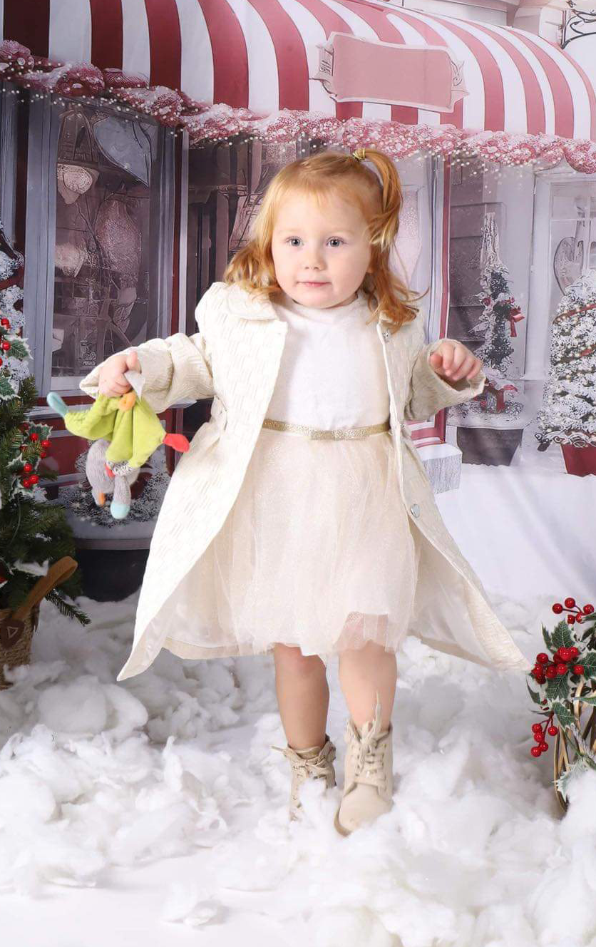 Meisjes 2-delige set met jas en jurk beige