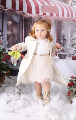 Meisjes 2-delige set met jas en jurk beige